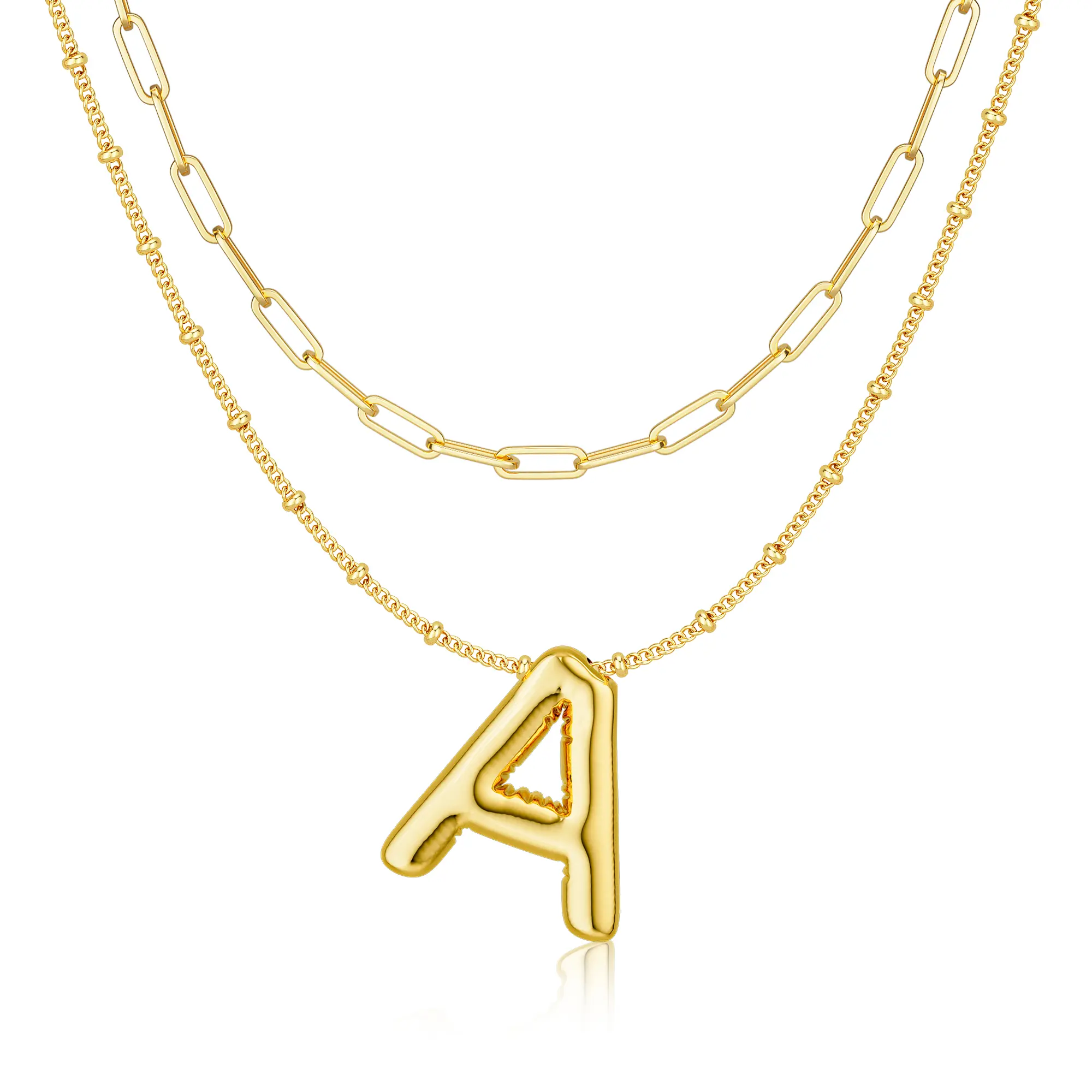 Tweiky Greenish Spring Jewelry Layered Bubble Letter Necklace for Women,  Balloon Initial Necklaces Personalized A-Z Alphabet Pendant Cute Name Choker Necklace Women Charm Jewelry Gift thali necklace, gifts