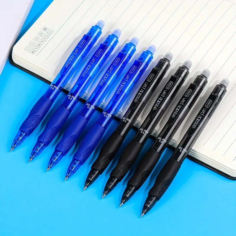0.5mm Fast Drying Erasable Gel Writing Pen - RIANCY - Reusable, Visible Ink Level, Medium Point, Side Button, College Student Writing Stationery Pen Set