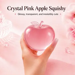 Apple Squishy Toy,Glass Gloss Semi-Transparent Silicone Slow Rising Fidget Stress Ball,Cute Moldable Squeeze Sensory Toy,Soft Cute Fruit Anxiety Relief Dough Decompression Gift,Squishy Stress Balls