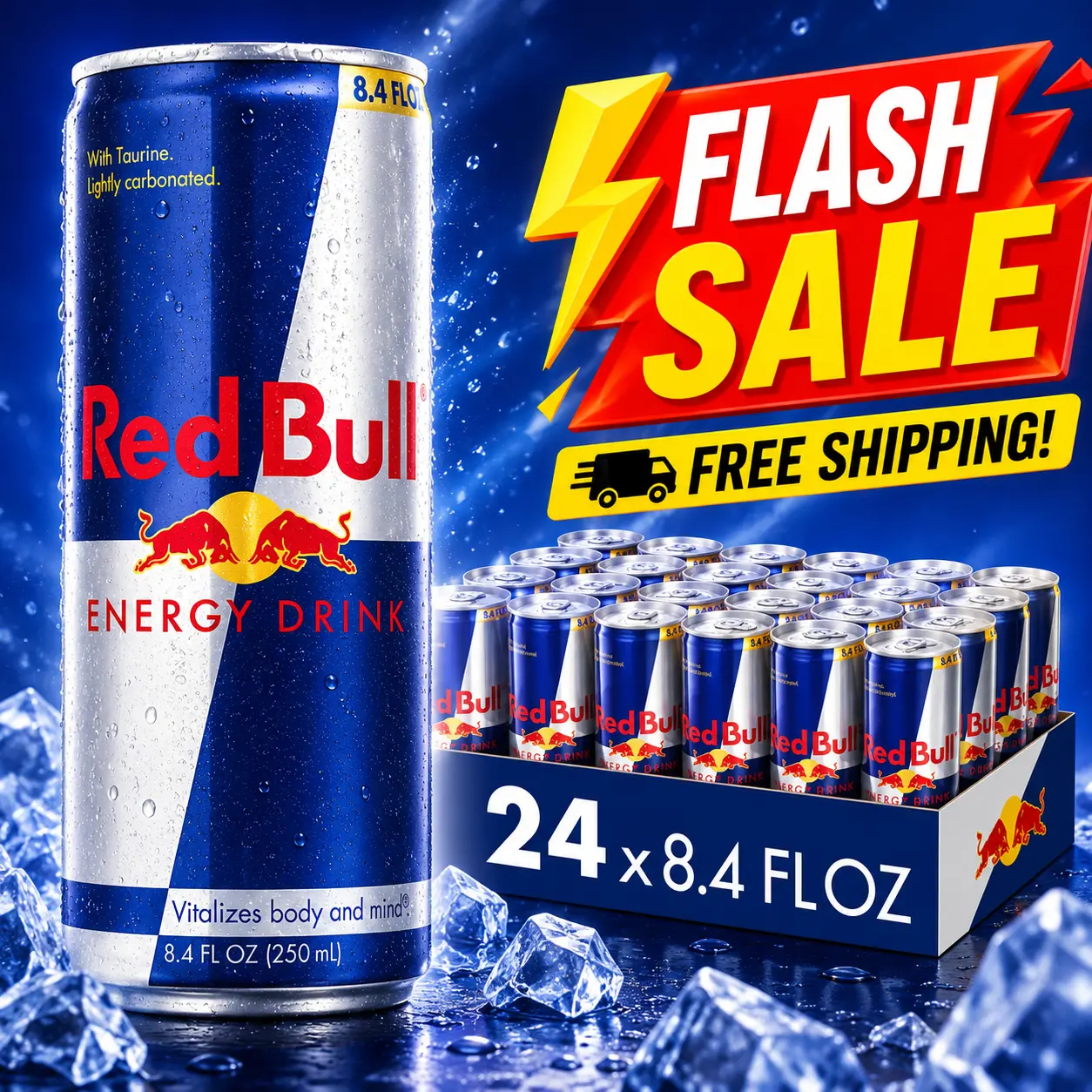 Red Bull Energy Drink 24 Pack – 8.4 Fl Oz Cans | 80mg Caffeine, Taurine & B Vitamins | Boost Energy, Focus & Performance | Refreshing Carbonated Energy Drink for Work, Gaming, Sports, Travel & Everyday Use | Value Pack of 24