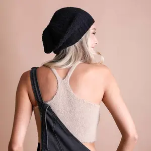 Women's Boucle Rib Knit Beret Beanie