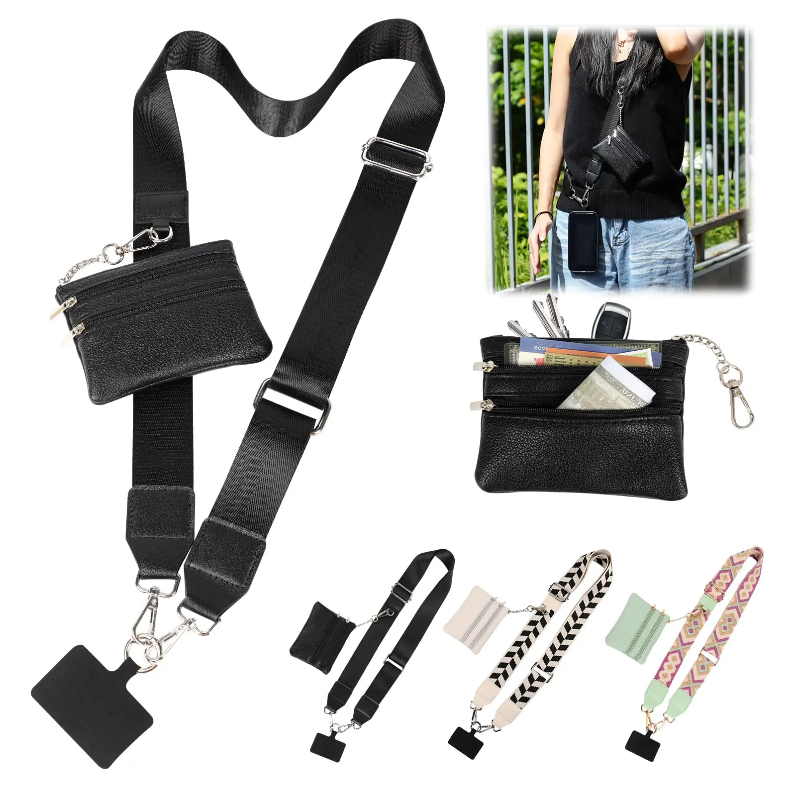 Clip and Go Phone Strap with Wallet – Adjustable Crossbody Lanyard with Zippered Pouch, Hands-Free Gift for Travel & Daily Use Springtok