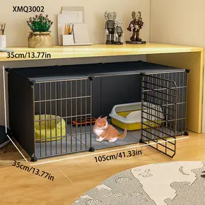 Cat Cage Home Cat Villa with Toilet, Large Free Space Indoor Pet Cage, Three-Tier Cat House, Cat Bed, Comfortable and Spacious, Bed Built Kennel