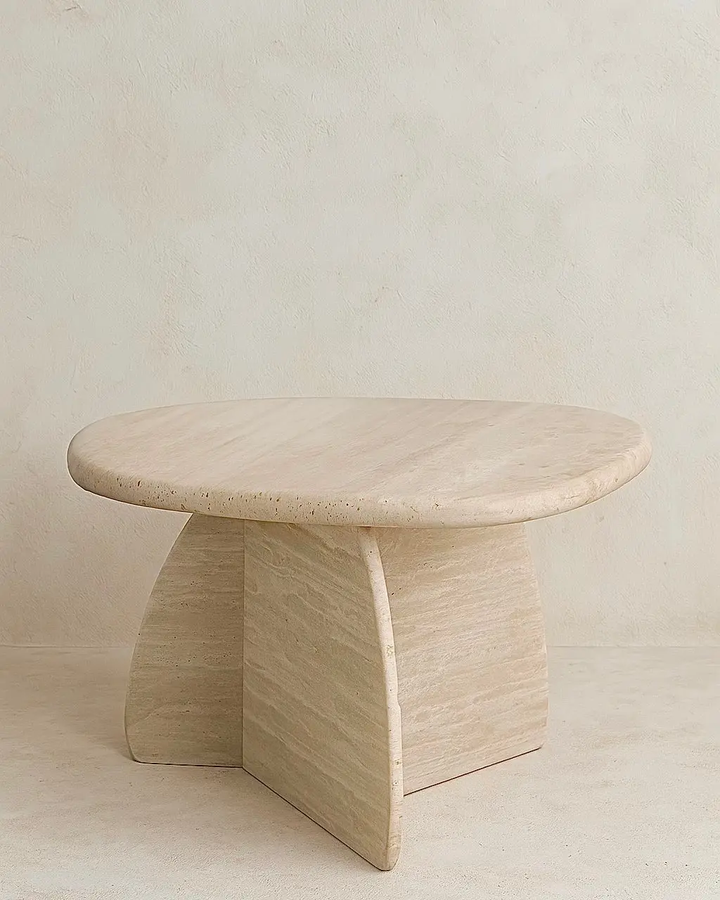 Toscana Handcrafted Italian Travertine Side Table - Sculptural Stone