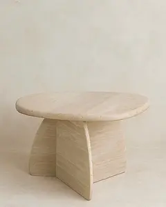 Toscana Handcrafted Italian Travertine Side Table - Sculptural Stone