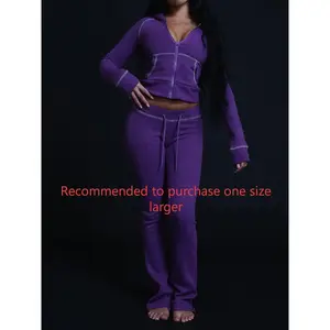 Elegant Fall Winter New Fashion Casual Commuter Hoodie Zipper Top Long Pants Set, Stylish Style