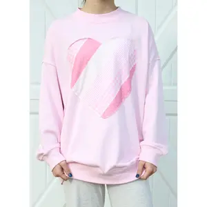 Sweetheart Patchwork Mockneck Oversize Sweatshirt