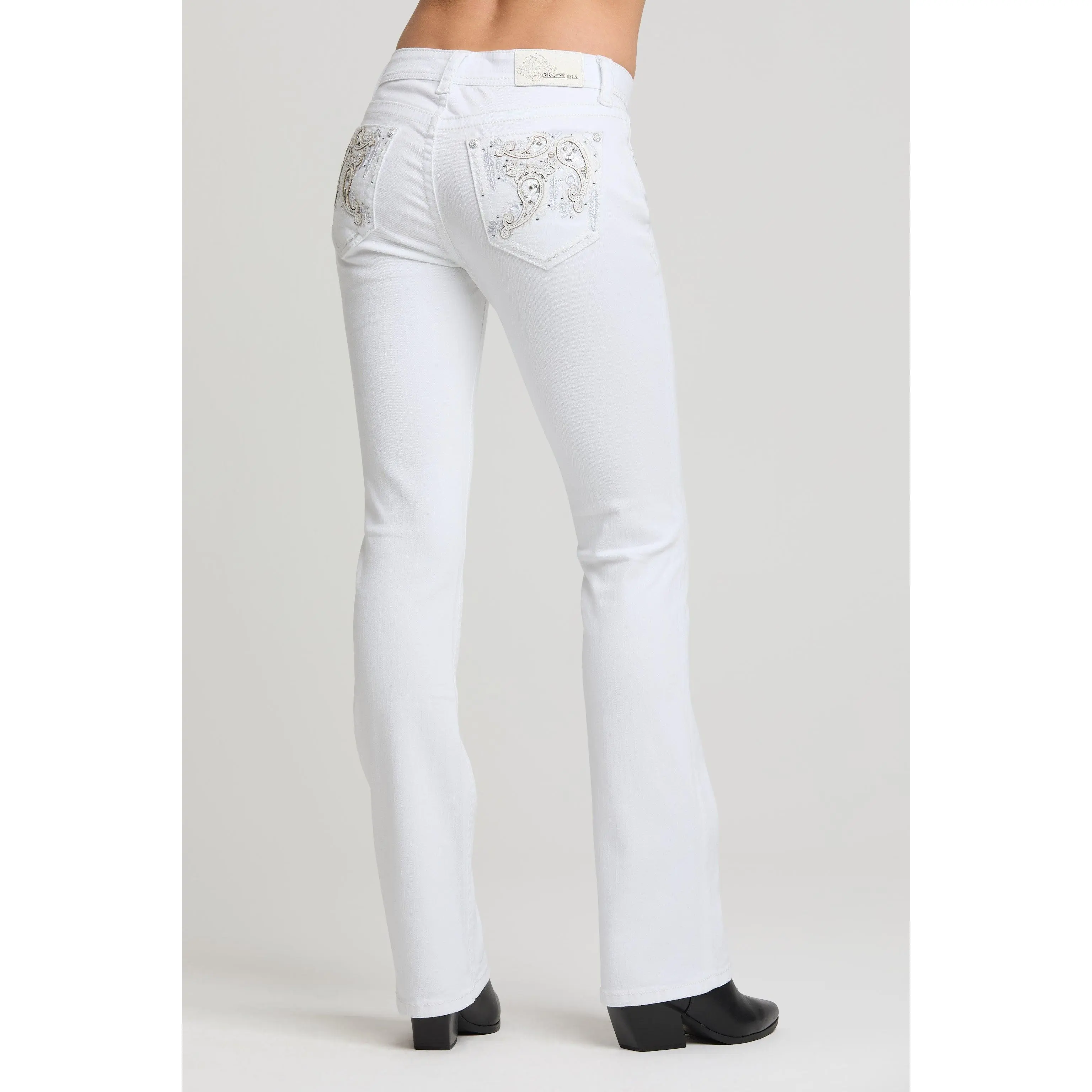 Paisley Embroidery Bootcut Jeans