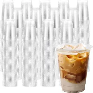 100 Pack 9 oz Clear Plastic Cups, Disposable Cups Wine Cocktail Punch, Sturdy & Food Safe Plastic Cup for Party & Wedding