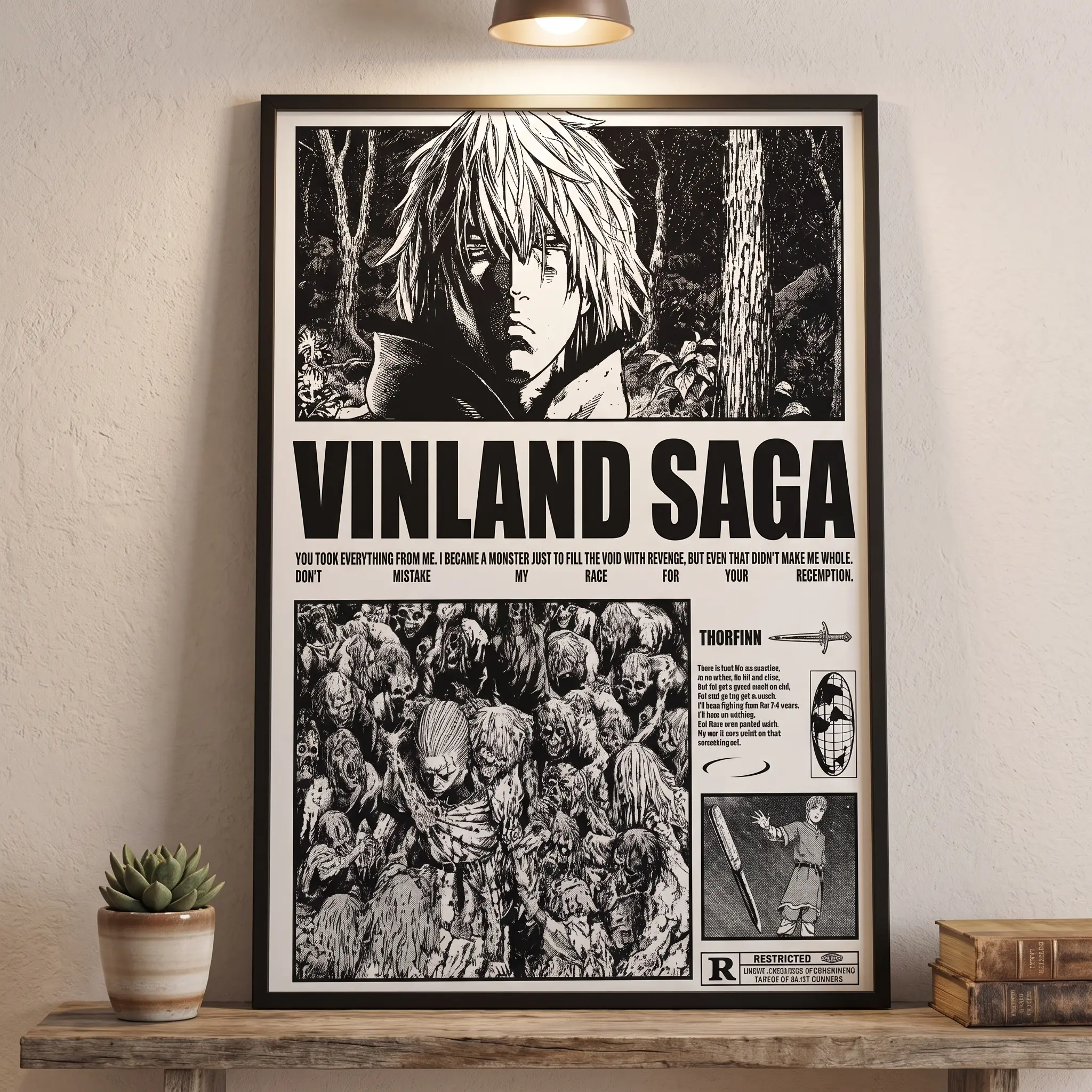 Thorfinn Vinland Saga Anime Character Poster - Retro Manga Art Printed Paper Decorative Graphic, Home Decor Accessory, Geek Gift for Anime Enthusiasts, Geeks