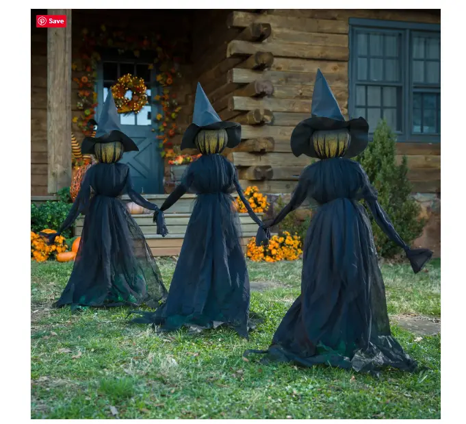 Lighted Halloween Witch Stakes, Set of 3