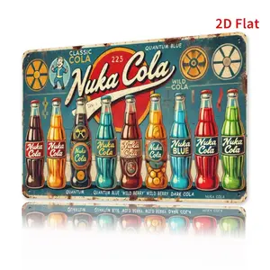Vintage Nuka Cola Metal Tin Sign, Aluminum Retro Soda Wall Decor, Home Decor Products, Home Bar Kitchen Garage Restaurant Cafe, Classic Video Game Theme (8x12 Inches)