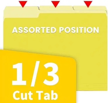 SUNEE File Folders, 30 Pack Manilla Folders 8.5 x 11, Colored File Folders Home Office School Supplies for Documents Files Paper,Yellow