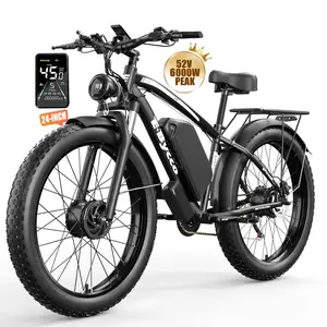 E·Bycco 24Inch 6000W Peak Dual Motor Electric Bike for Adults, 52V 32Ah Battery, 40-45MPH&100Miles Long Range AWD E-Bicycles, 7-Speed Fat Tire Mountain E-Bikes, Hydraulic Disc Brake, Men Women Commuter Ebikes