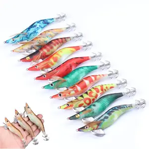 10pcs Luminous Shrimp Lure, Lifelike Squid Jig Shrimp Fishing Hard Bait Size 2.5 3.0 3.5 for Saltwater