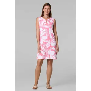 Women's Oceanside Tank Dress | Flamingo Pink Palm Paradise