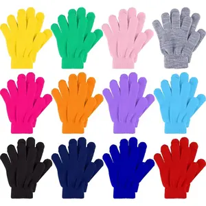 BY-FHBL01  12 Pairs Kids Gloves Winter Toddler Gloves Full Fingers Knit Gloves Children Stretchy Warm Gloves Bulk for Boys Girls