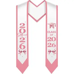 EastJia Made in USA Stylish Graduation Stole with Pink Bow, Perfect for Bachelor, Master & Doctoral Gowns, Ideal Thoughtful Graduation Gift