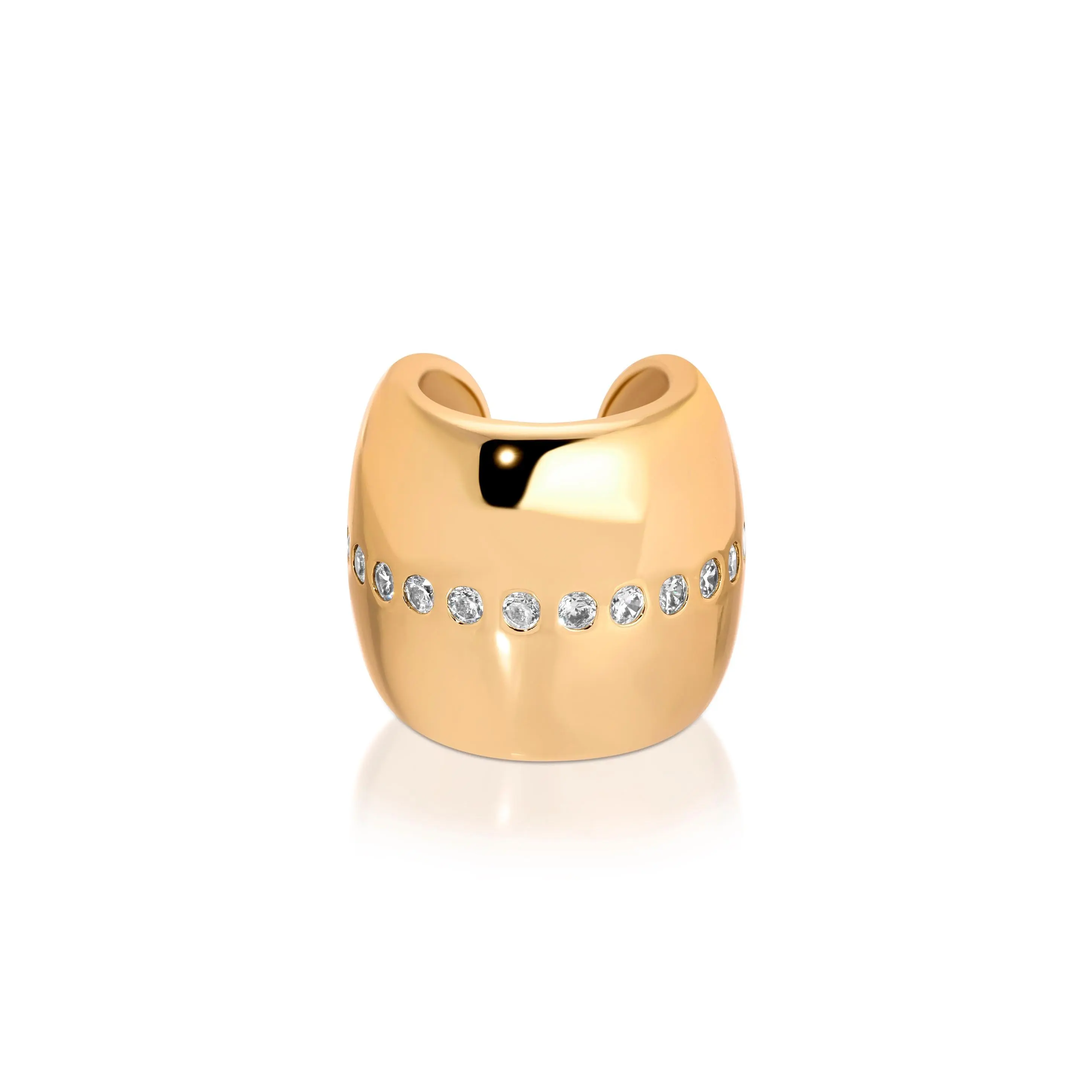 Ettika Center Crystal Line Chunky Ear Cuff 18k Gold Plated with Cubic Zirconia Detail for Versatile Elegance
