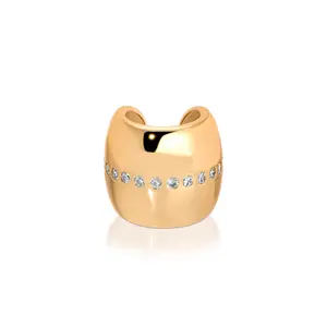 Ettika Center Crystal Line Chunky Ear Cuff 18k Gold Plated with Cubic Zirconia Detail for Versatile Elegance