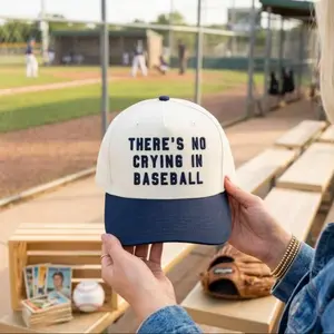 There's No Crying In Baseball Embroidered Hat, Funny Sports Gift, Game Day Cap Gif