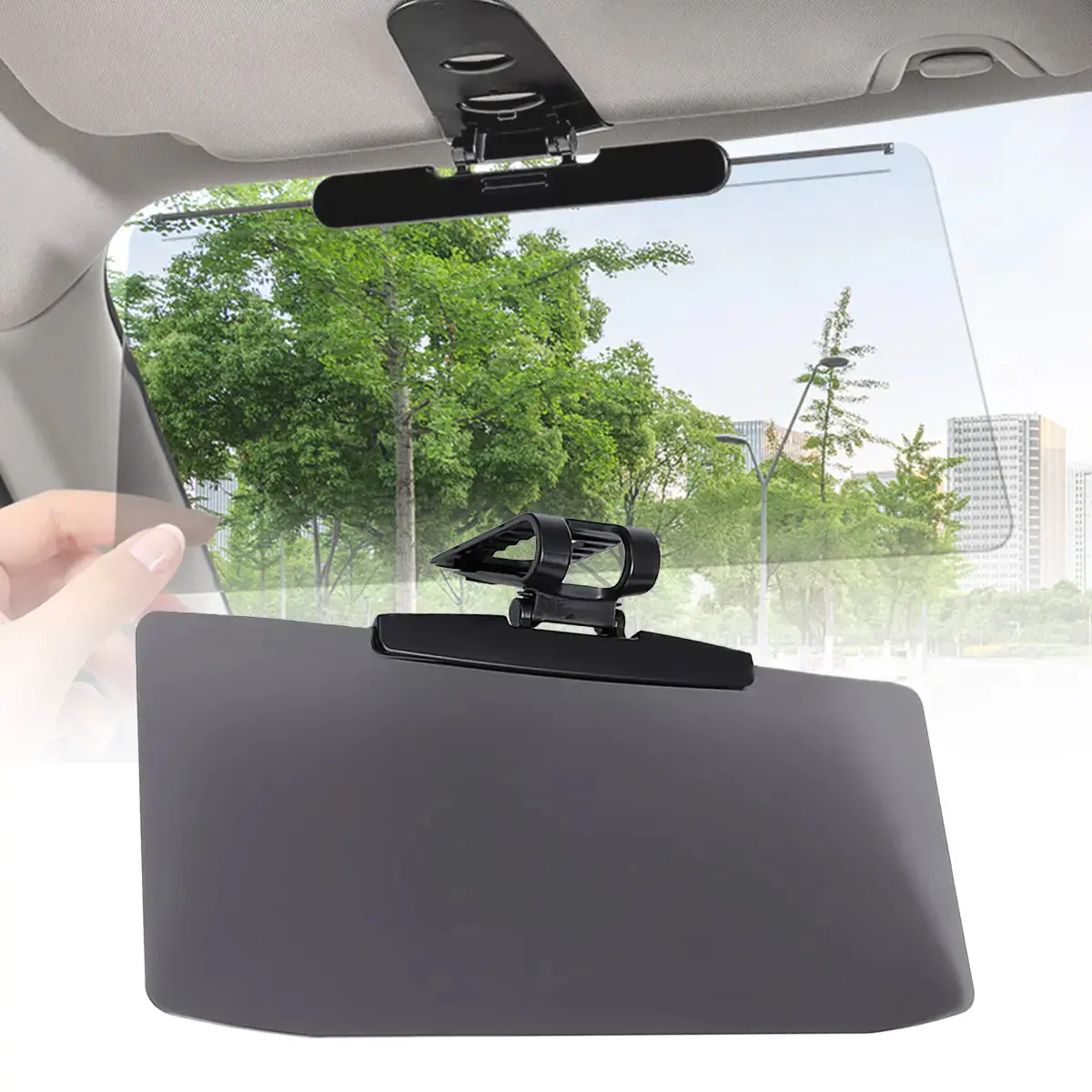 Premium Car Sun Visor Extender Anti-Glare Polarized UV400 Protection 5 Sec Install Universal Fit Safe Driving Windshield Sun Shade for Cars SUVs Trucks Interior Sunshade