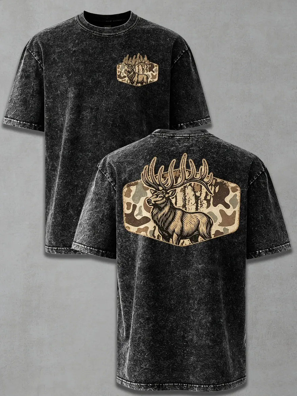 Vintage Mineral Washed Elk Hunting T-Shirt – Mountain Elk Graphic Tee, Gift for Elk Hunters & Outdoor Lovers