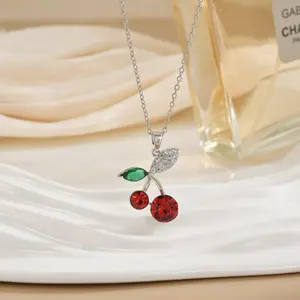 Candy Cherry Silver Necklace