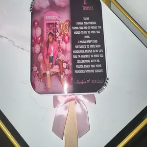 Custom Fans with Bow and Personalized Message for Special Occasions (Set of 12)