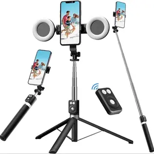 New 6-In-1 Selfie Stick with Light, Selfie Stand, 67 Inch Phone Tripod Supports Video Recording & Music Control, Wireless Remote for iOS & Android