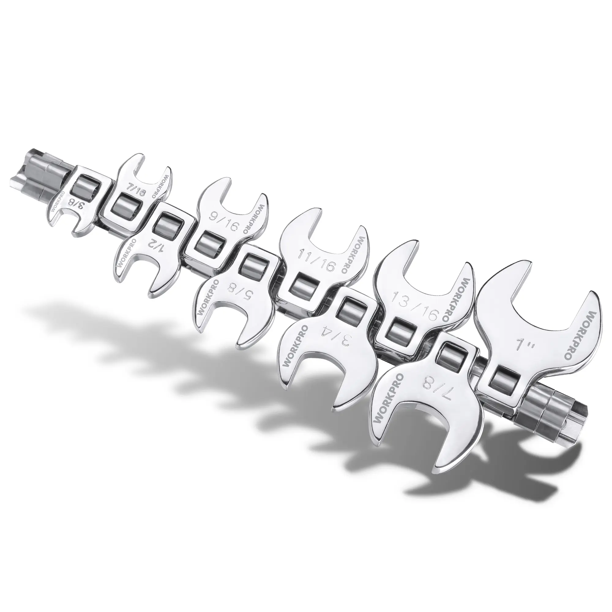WORKPRO 3/8" Drive Wrench Set, 10-Piece Open-End Wrenches with Clip-on Organizer, Great for Automotive Repair Work Hard-To-Reach Areas