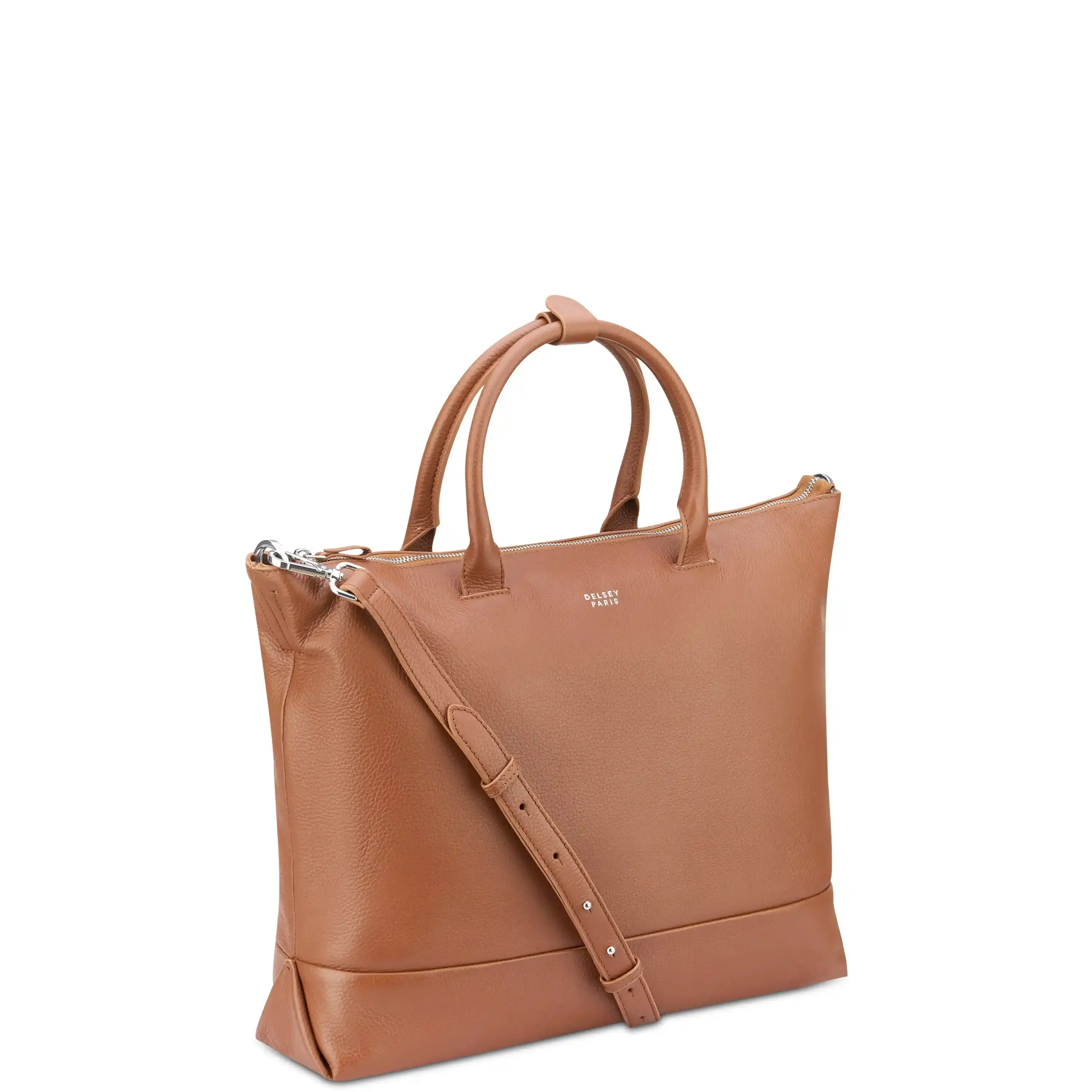 DELSEY Women's Tote Bag, Structured Genuine Leather Handbag with Chic Handle & Top Zip Closure, Interior Pocket, Removable Strap for Work & Business, Fits 15.6 Inch Laptop, Women's Tote Bags, Structured Look, Fits Laptops Up To 15.6 Inches, Di(2-Ethylhexy