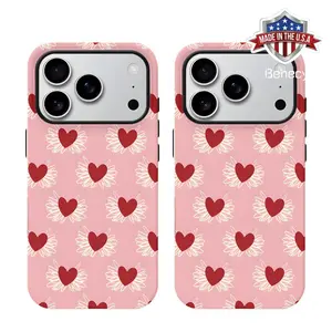 1pc Valentine's Red Love Heart Pattern Chic Fashionable Two-In-One Film Case - Tough, Dual Layered Case for Durable,Drop-proof - for iPhone 17,16,Plus, Pro, Max, Mini,Perfect Gift for Friends Family Loved Ones, Valentine Compatible with Samsung Galaxy S25