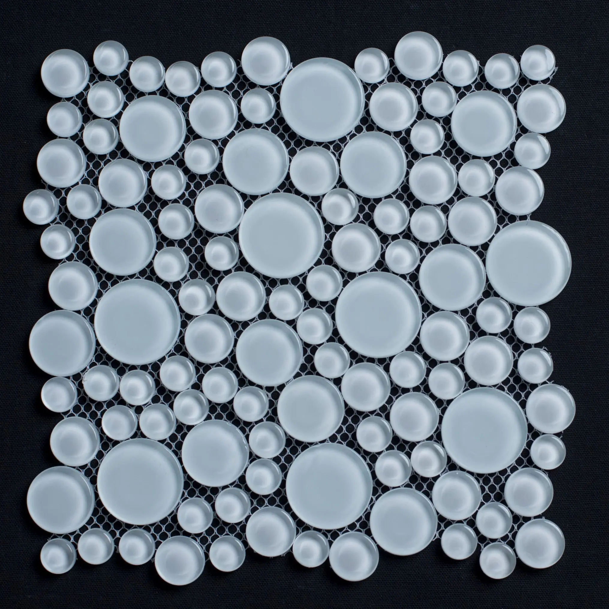 Milky White Glass Mosaic Tile Random Size Bubbles