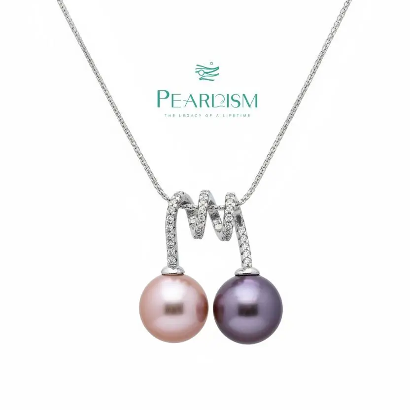 PEARLISM Flipped Design Twisted Double Edison Pearl Pendant Freshwater Pearl (9-10mm) (Free S925 Chain)-AFEP007