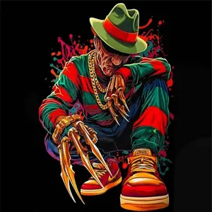 5D DIY Full Drill Round Diamond Painting Kits - Freddie Portrait Mosaic, Canvas - DIY Decorative Art, Home Wall Decor, Suitable for Halloween, Christmas, Birthday, and Anniversary Gifts