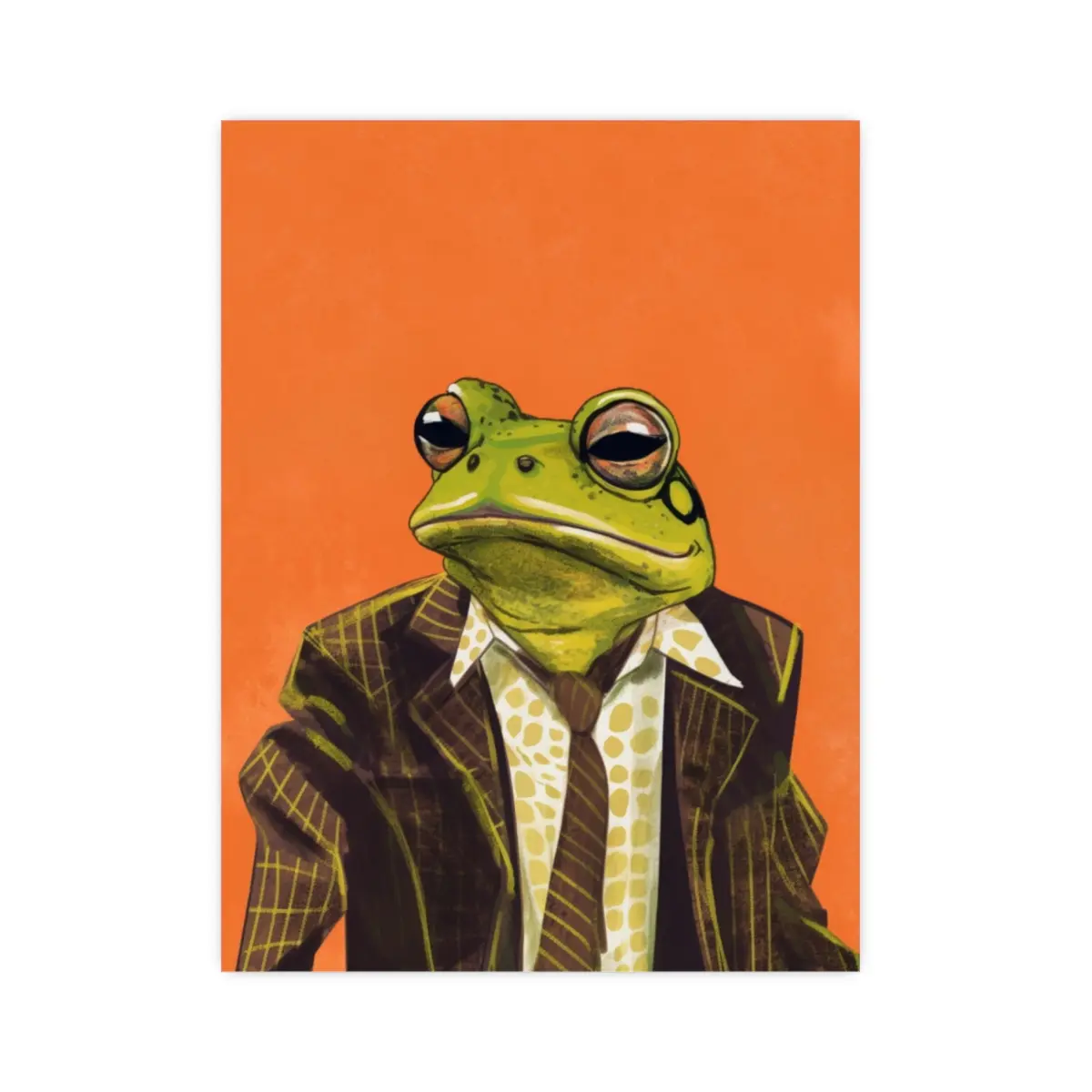Suit Frog Poster - Whimsical Frog Art Print - Fun Animal Wall Art - Playful Home Decor Illustration - Room Decoration Matte Photo