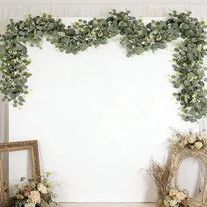 2pcs Faux Hanging Eucalyptus Vines Leaves Greenery, 70.8inch Artificial Eucalyptus Garland Plant, Faux Eucalyptus Flowers, Wall Decor, Yard Decoration, Party Decor, Garden Decorations, Christmas Decor