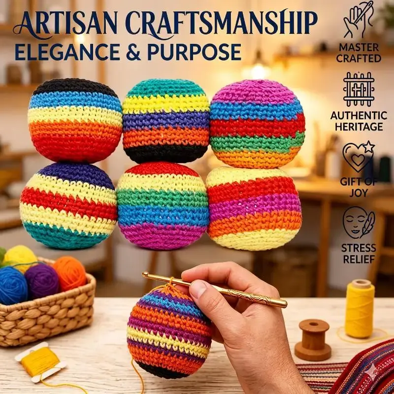 Knitted Hackys Bag Set, 1/6/12/ PCS Hand-Made Knitted Footbag Sacks, Assorted Foot Bag Crochet Hackys Ball For Adults