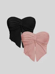 Women's Solid Color Tie Shoulder Bikini Top, Casual Fashion Chic Swimwear Top for Beach Holiday Vacation, Ladies Summer Clothes