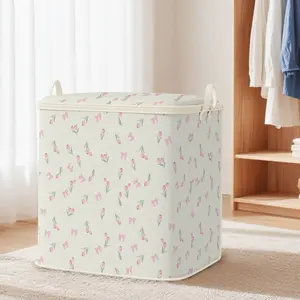 Large Capacity Cover Storage Box, Small Floral Pattern Print Bag, Foldable Reusable Design, Durable Material, Clothes Organizer, Perfect Home Organizer Gift, Clothes Quilt Storage, Bedroom Storage Organizer
