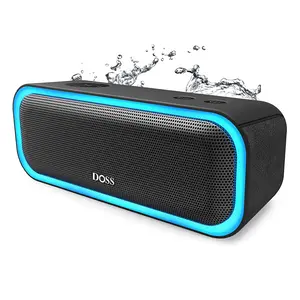 DOSS SoundBox Pro Bluetooth Speaker with 20W Stereo Sound Active Extra Bass IPX6 Waterproof TWS Multi-Colors Lights Audio Party Smartphone Speaker Protection Charging Button-OutdoorFun