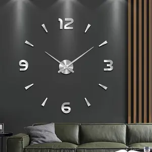 DIY 3D Digital Wall Clock, European Style, Silent Design, Creative Interaction, Battery Powered, No Clicking Sound, Roman Numerals, Home Decor