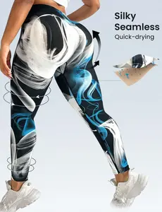 Women's Plus-Size Seamless High-Elastic Digital Print High-Waisted Abdomen-Tucking Yoga Leggings - Curvy Clothing, Feminine Outfits for Female Sports & Outdoor Activities