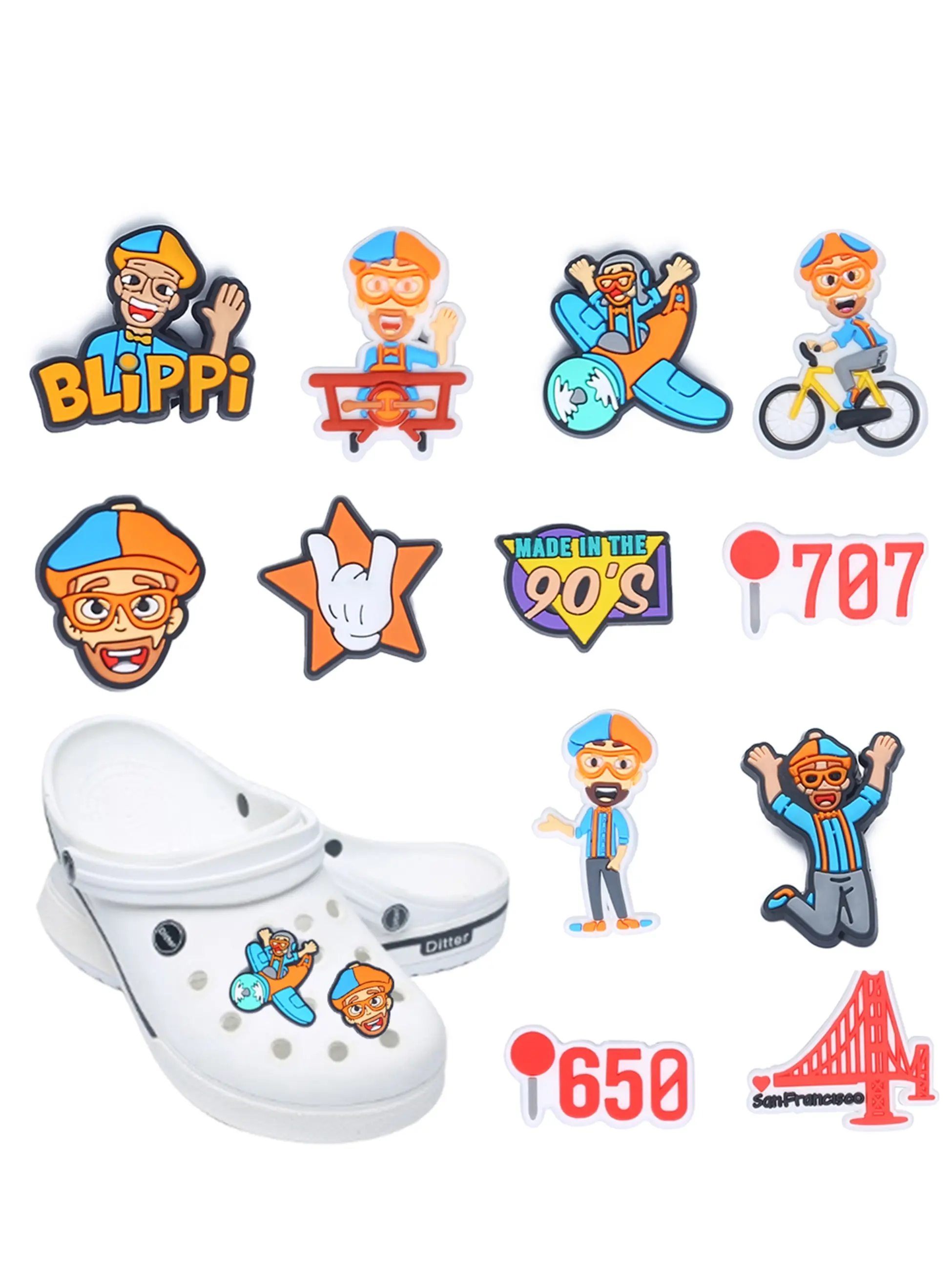 12Pcs Cartoon Blippi Shoe Accessories, Fun and Cute Decorations for Holey Shoes, Perfect for Sandals and Casual