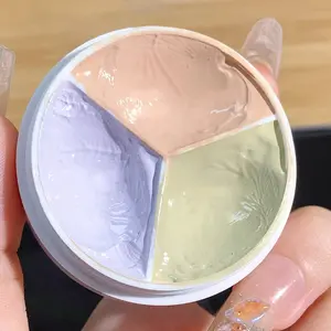 3-Color Concealer & Foundation Palette, Waterproof, Long-Lasting, Full-Coverage Makeup for All Skin Types – Covers Dark Eye Circles, Acne Marks, Pores, Brightens Skin Tone