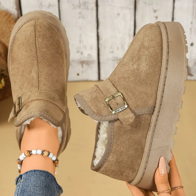 Women's Casual Eva Thick Sole Slippers, One Strap Decoration, Fleece Lined, Anti-Slip, Warm Fashion for Autumn Winter