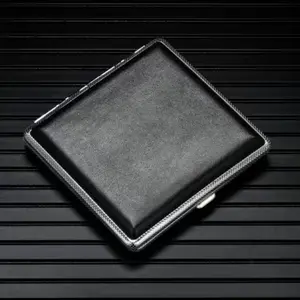Portable Leather Cigarette Case with Flip Cover, Iron Frame, Ergonomic Design, Protective Clip, Pocket Carry, Ideal for On-The-Go Use