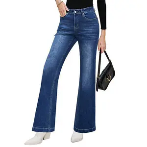 Luvamia Women's High Waist Wide Leg Jeans Stretchy Classic Baggy Flare Denim Pants Streetwear with Five Pockets Fitted Bottom