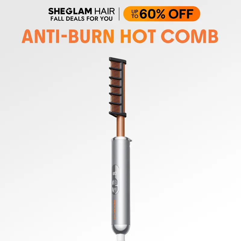 SHEGLAM HAIR Anti-Burn Hot Comb | Electric Hot Comb | 5-Level Temps | Digital Display | 60 Min Auto Shut Off | Anti-Scald Shield | Hot Pressing Brush For Lace Front Wigs #flat iron #straightener